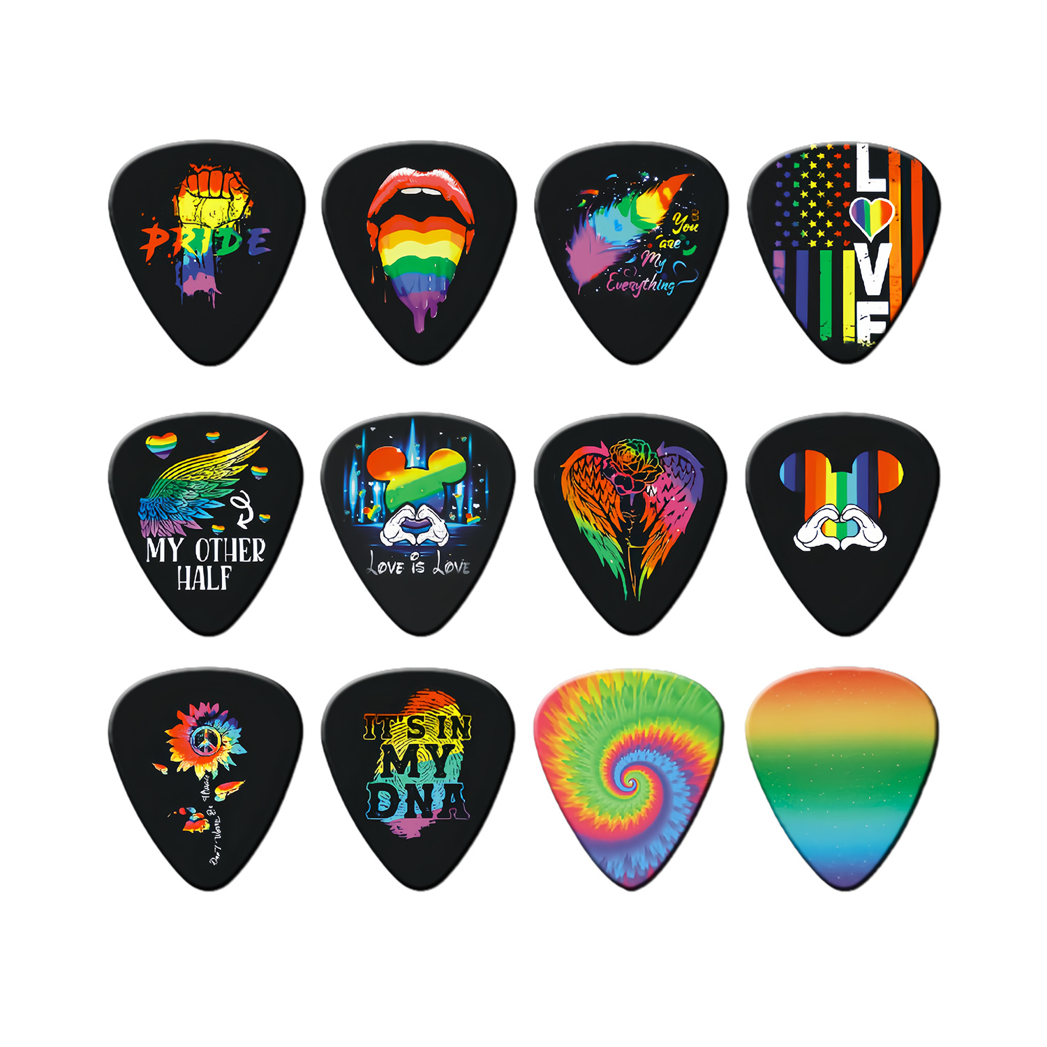 Electric Guitar Pick Pack - 12 個のギターピック 0.46mm 0.71mm 0.96mm ピック