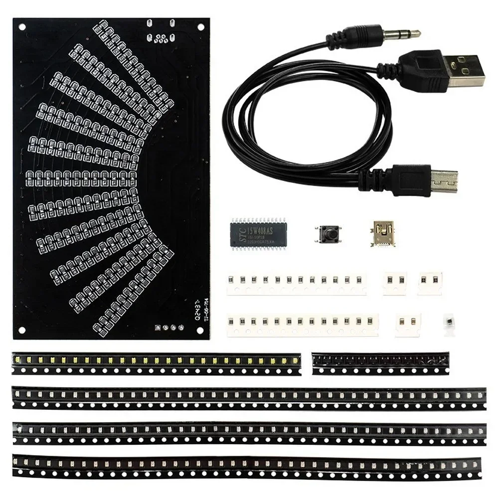 Audio Music Visualizer - DIY LED 音楽スペクトル表示キット、オーディオビジュアライザー用アクリルシェル付き、リアルタイムでダイナミックなオーディオビジュアライゼーションをDIYで表示