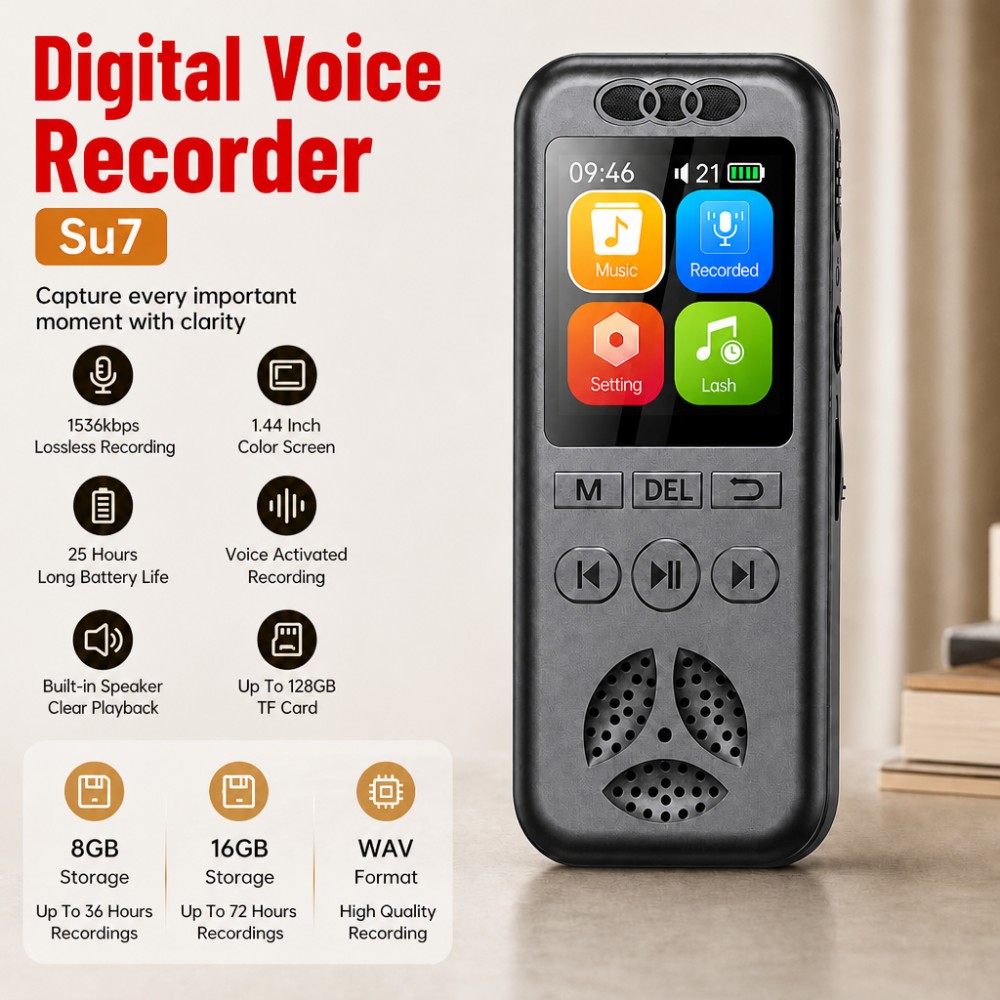 Audio Music File - 16GB デジタルボイスレコーダー 音声起動式オーディオ録音 ノイズリダクション機能付き 再生機能付き MP3音楽プレーヤー
