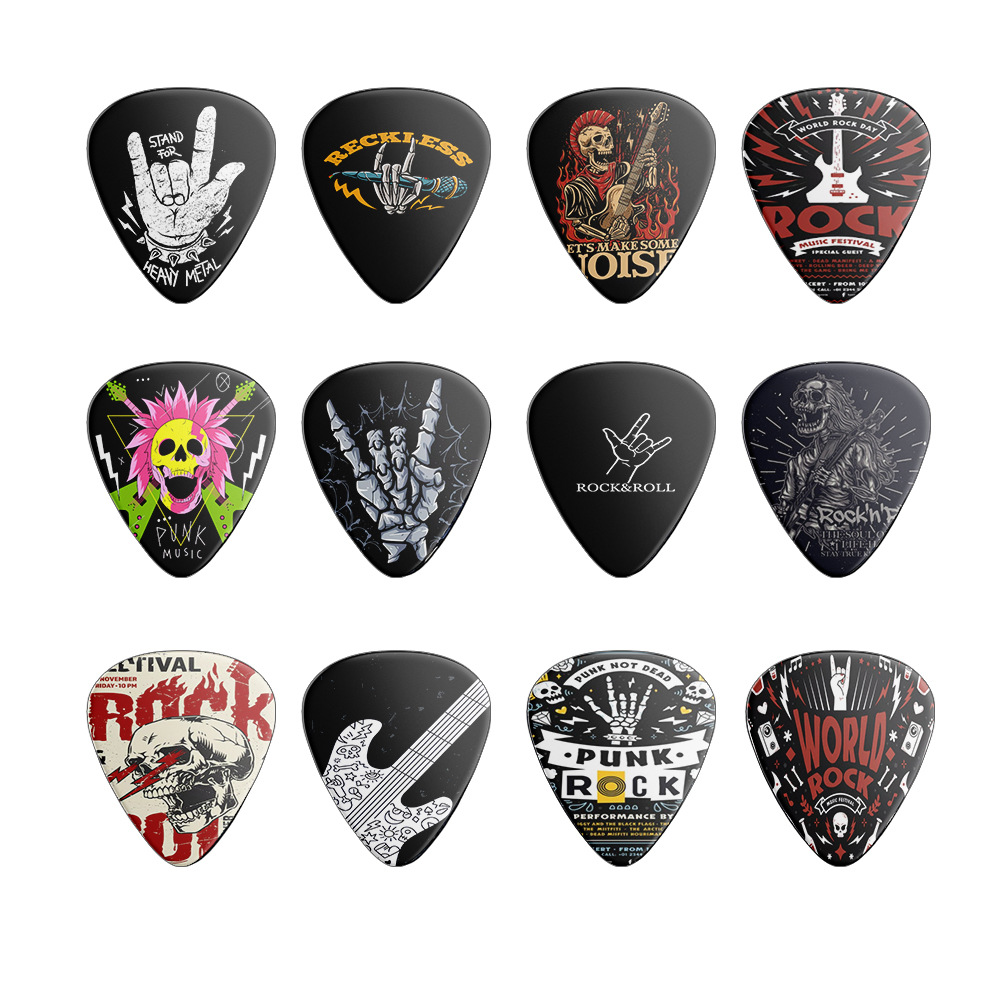 Electric Guitar Pick Pack - 12 個のギターピック 0.46mm 0.71mm 0.96mm ABS