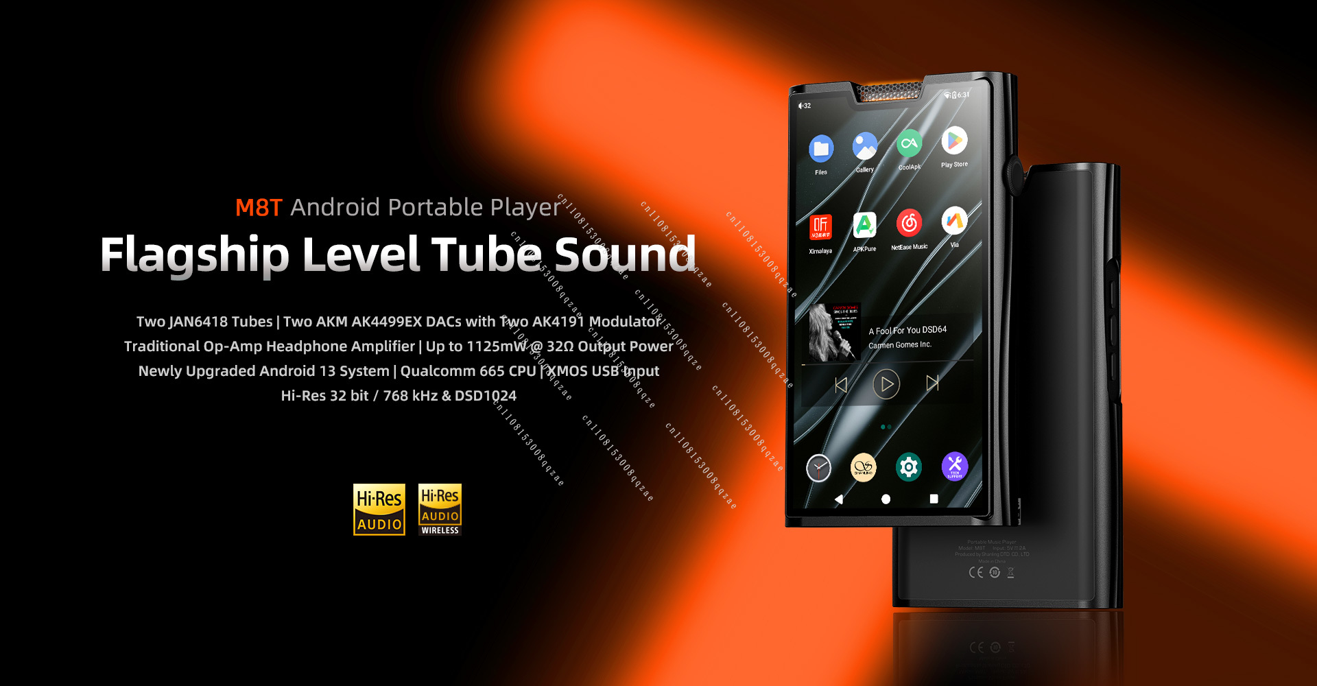 Audio Player With Youtube Music - M8T フラッグシップチューブ Android ポータブル HIFI ミュージックプレーヤー
