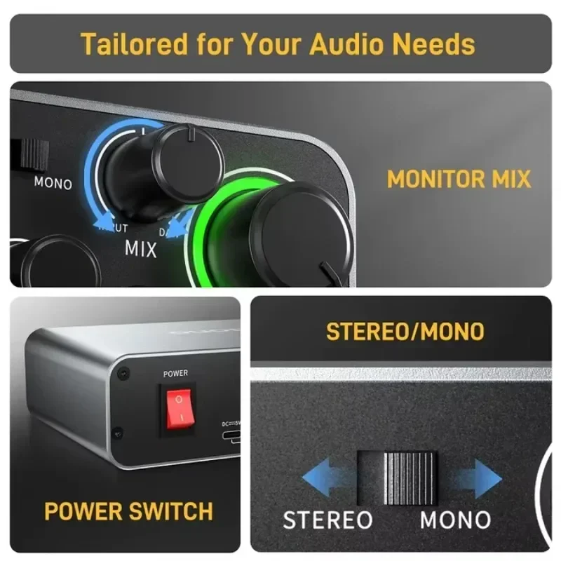 Audio Music Software - 在庫あり MAONO PS22 プロフェッショナルオーディオインターフェースミキサー 外部サウンドカード ルーティングソフトウェア