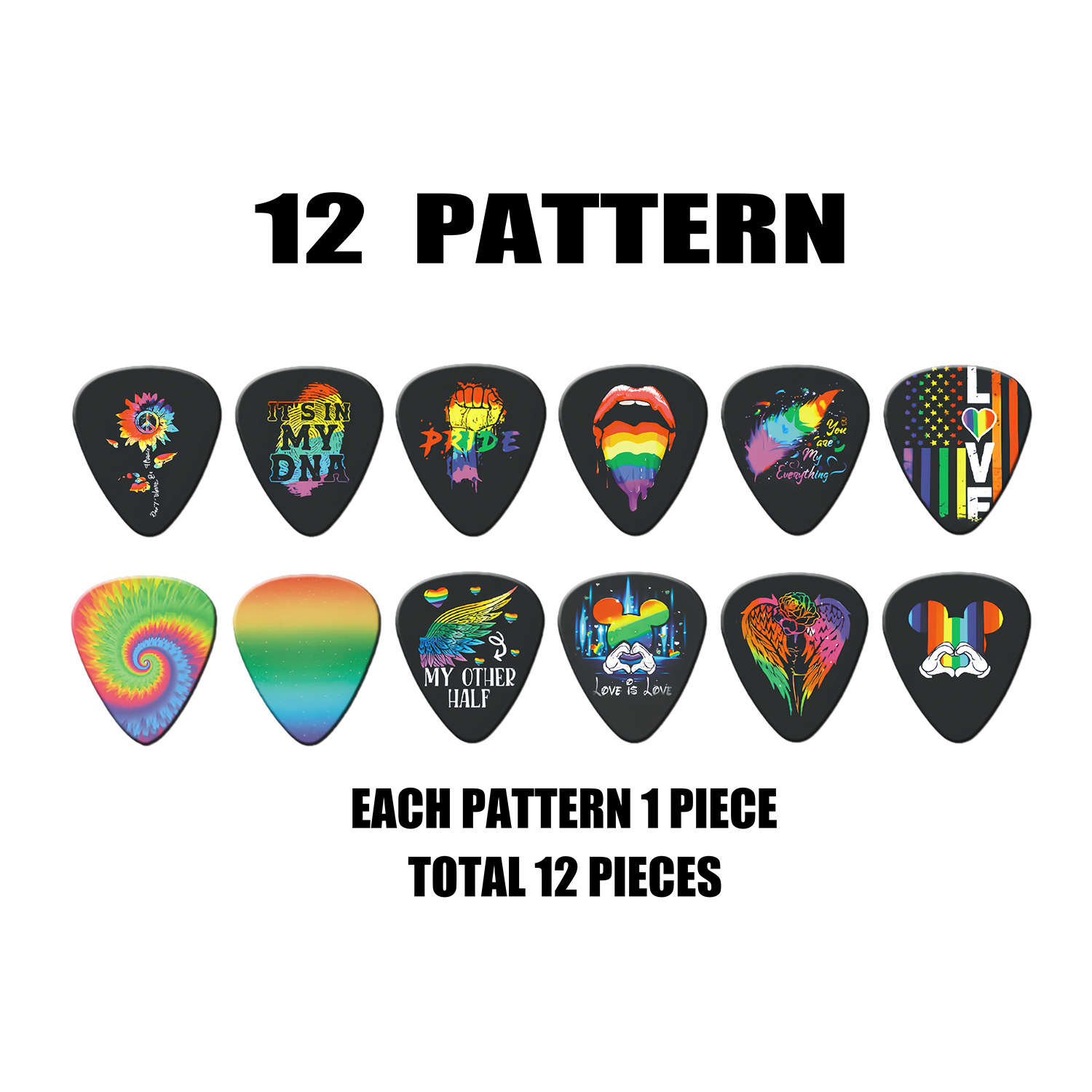 12 個のギターピック 0.46mm 0.71mm 0.96 - Electric Guitar Pick Pack のレビューと価格