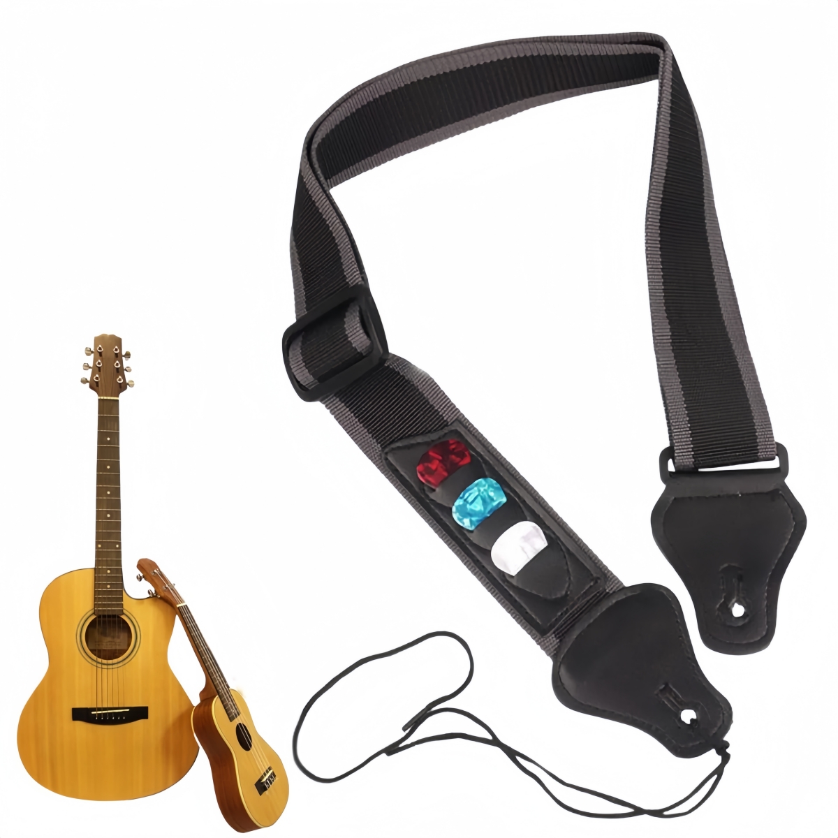 Miwayer PU レザーギターストラップ、調節可能なショ - Electric Guitar Pick Pack のレビューと価格
