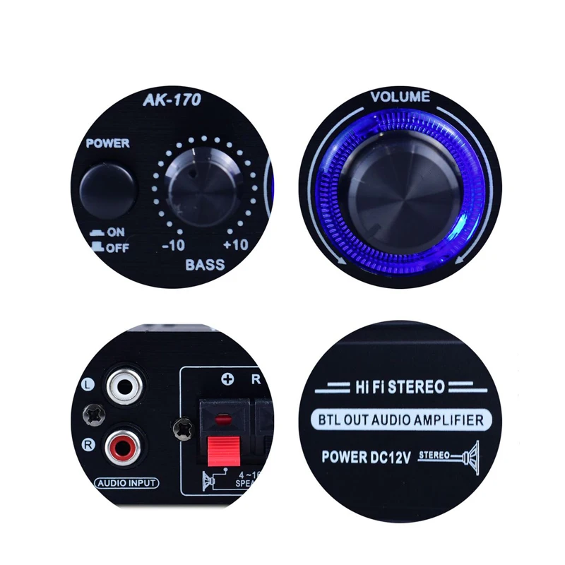 AK170 ミニデジタルパワーオーディオカーアンプブルーライ - Audio Music Generator のレビューと価格
