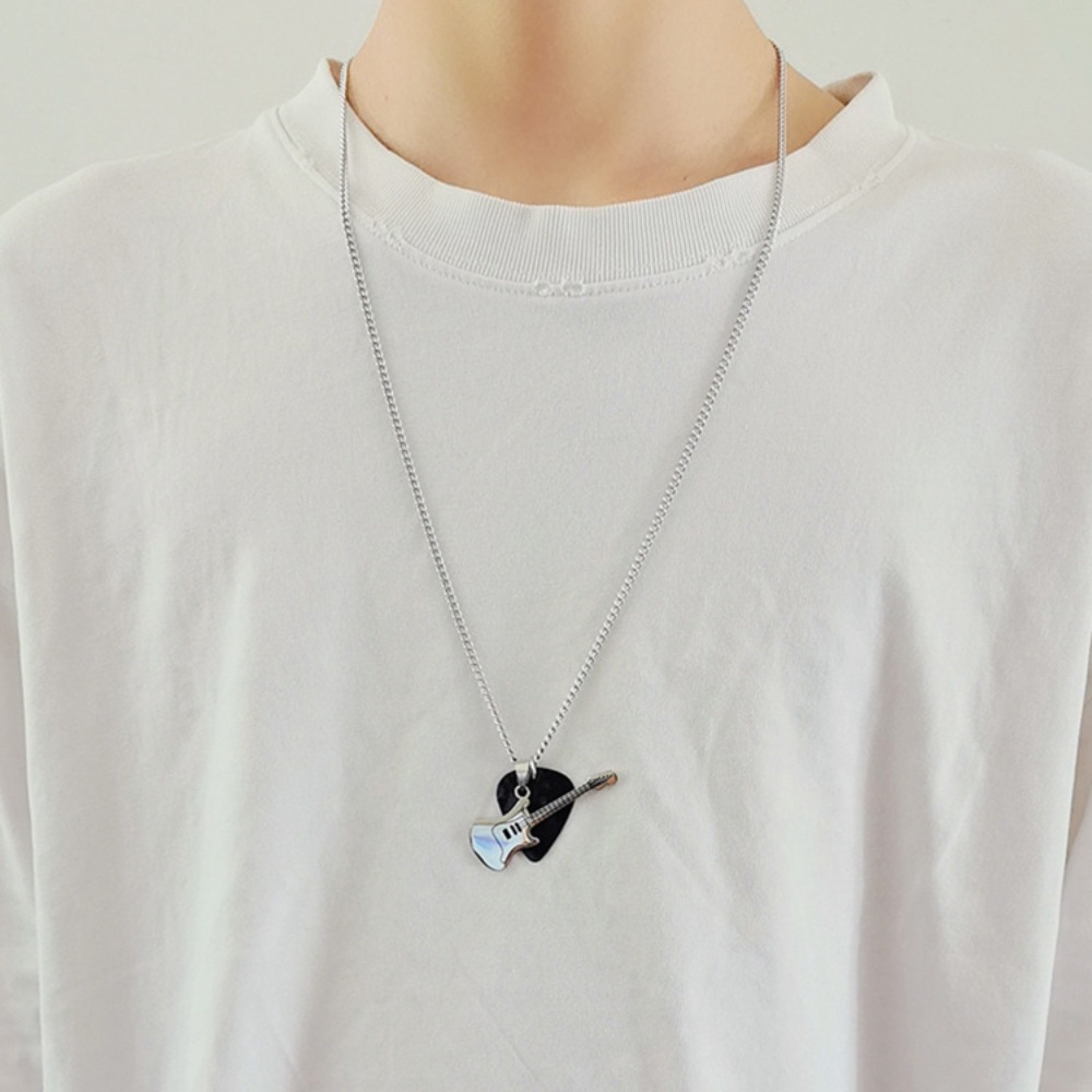 ヒップホップ ギターピック ペンダント ネックレス チタン鋼 - Electric Guitar Pick Pack のレビューと価格