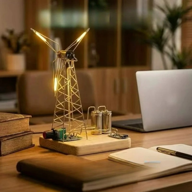DIY工業用風力タービンランプ デスクトップ回転式鉄塔 クリ - Audio Music Visualizer のレビューと価格