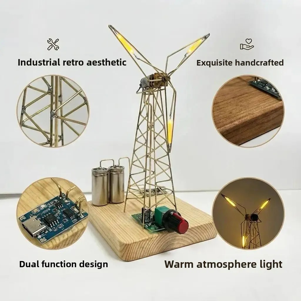 DIY工業用風力タービンランプ デスクトップ回転式鉄塔 クリ - Audio Music Visualizer のレビューと価格