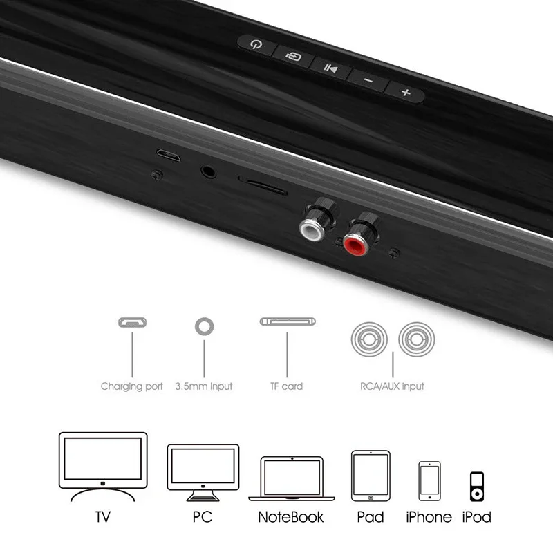 40 ワットワイヤレス Bluetooth サウンドバーステ - Audio Music Visualizer のレビューと価格