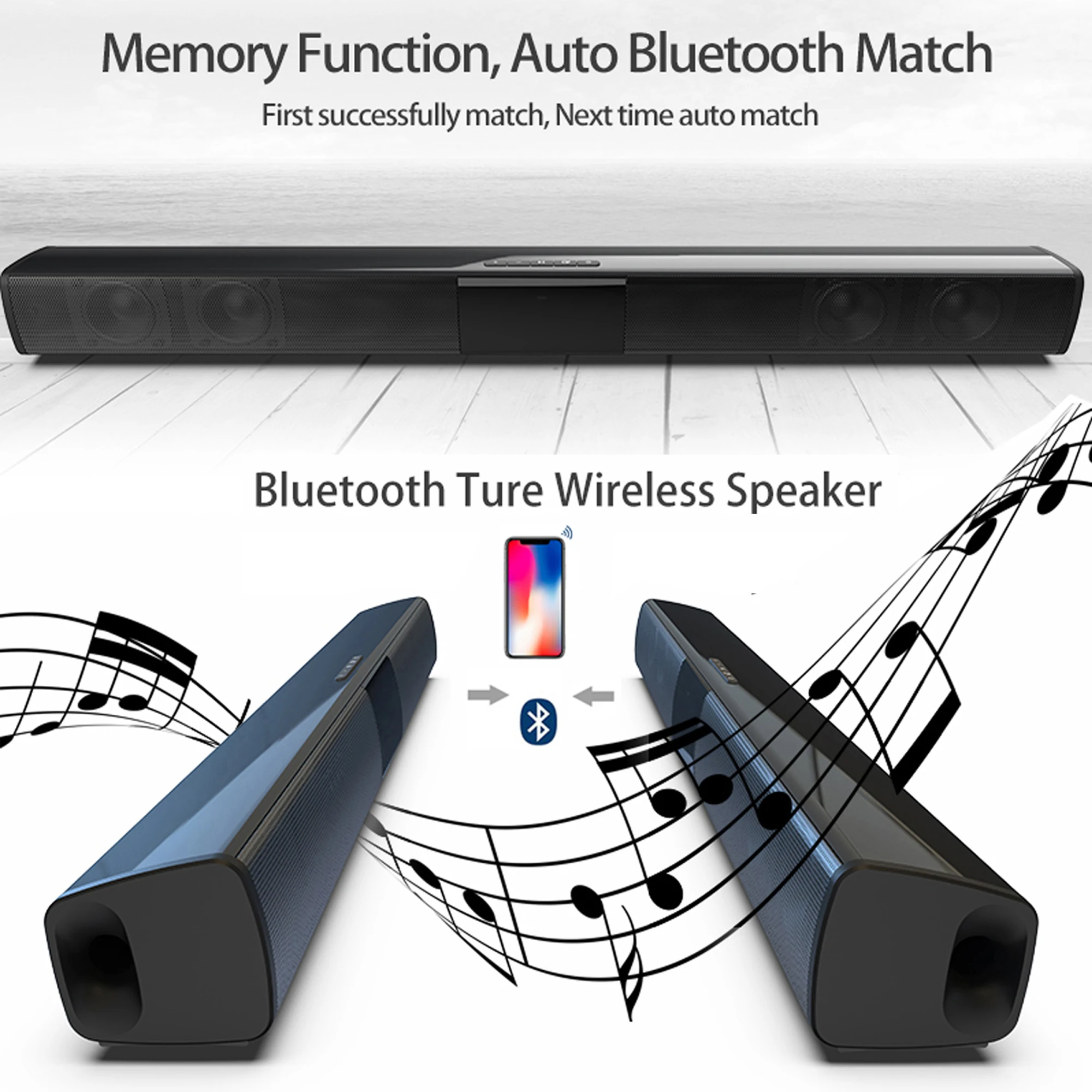 Bluetoothワイヤレスサウンドバー,40W,ホームシア - Audio Music Generator のレビューと価格