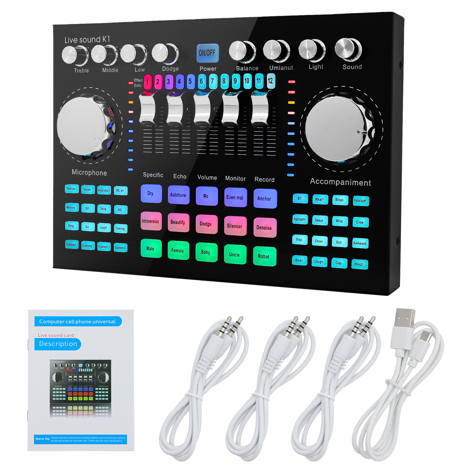 K1オーディオミキサー ライブサウンドカード モバイルフォン - Music Audio Pro のレビューと価格