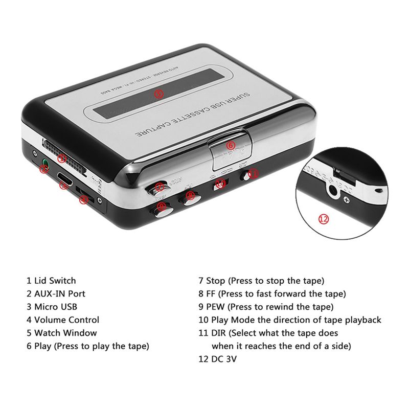 M52K-USBカセットテーププレーヤーからMP3コンバータ - Audio Music File のレビューと価格