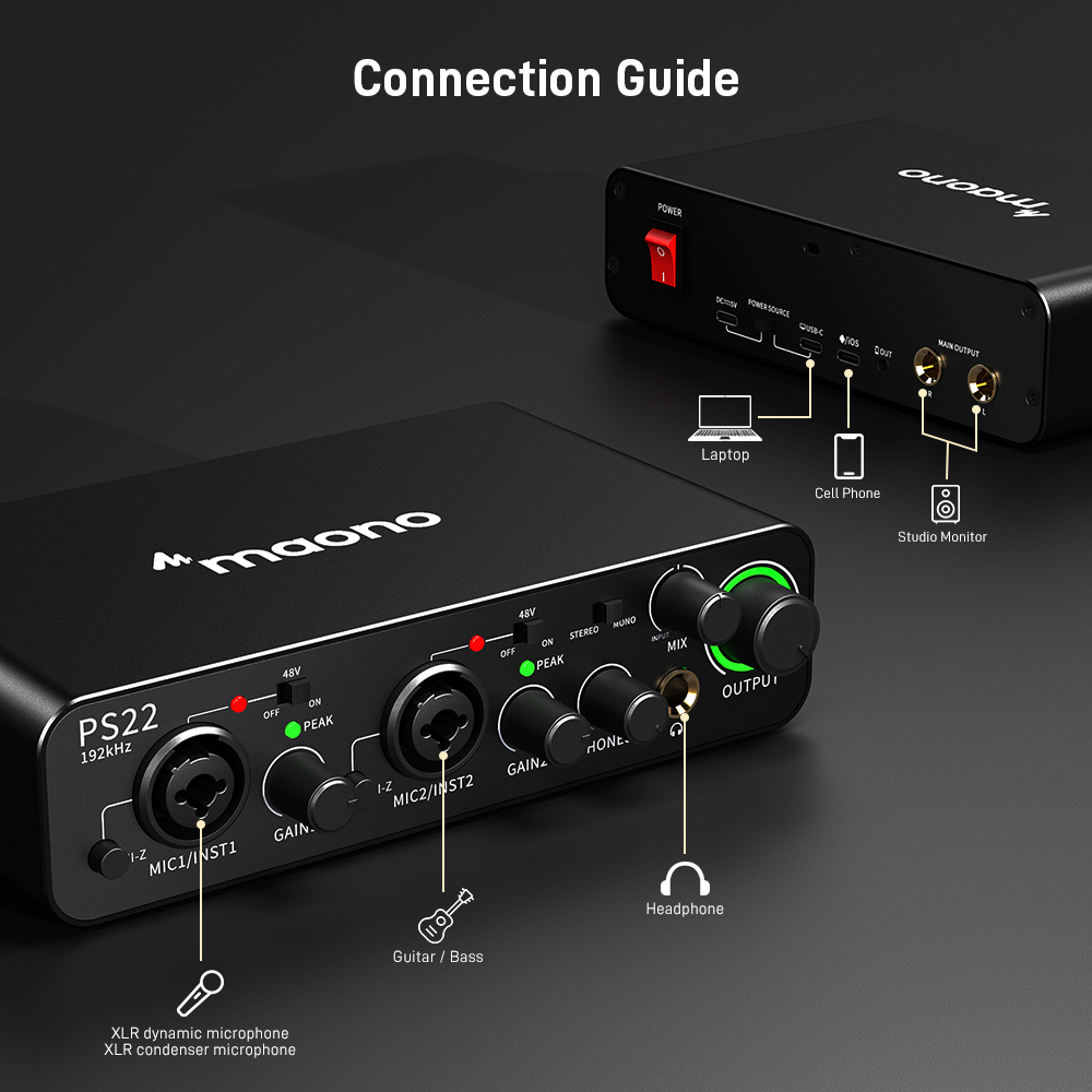 MAONO PS22 プロフェッショナルオーディオインターフ - Audio Music Software のレビューと価格