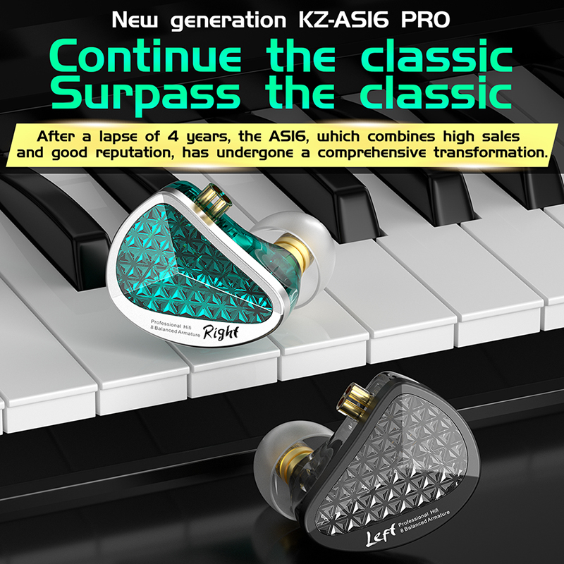 KZ AS16 プロ有線ヘッドフォン 8BA バランスアーマ - Music Audio Pro のレビューと価格